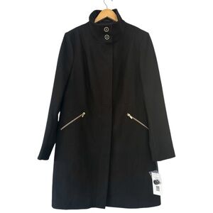 Via Spiga NWT Stand Collar Black Wool Coat size XL